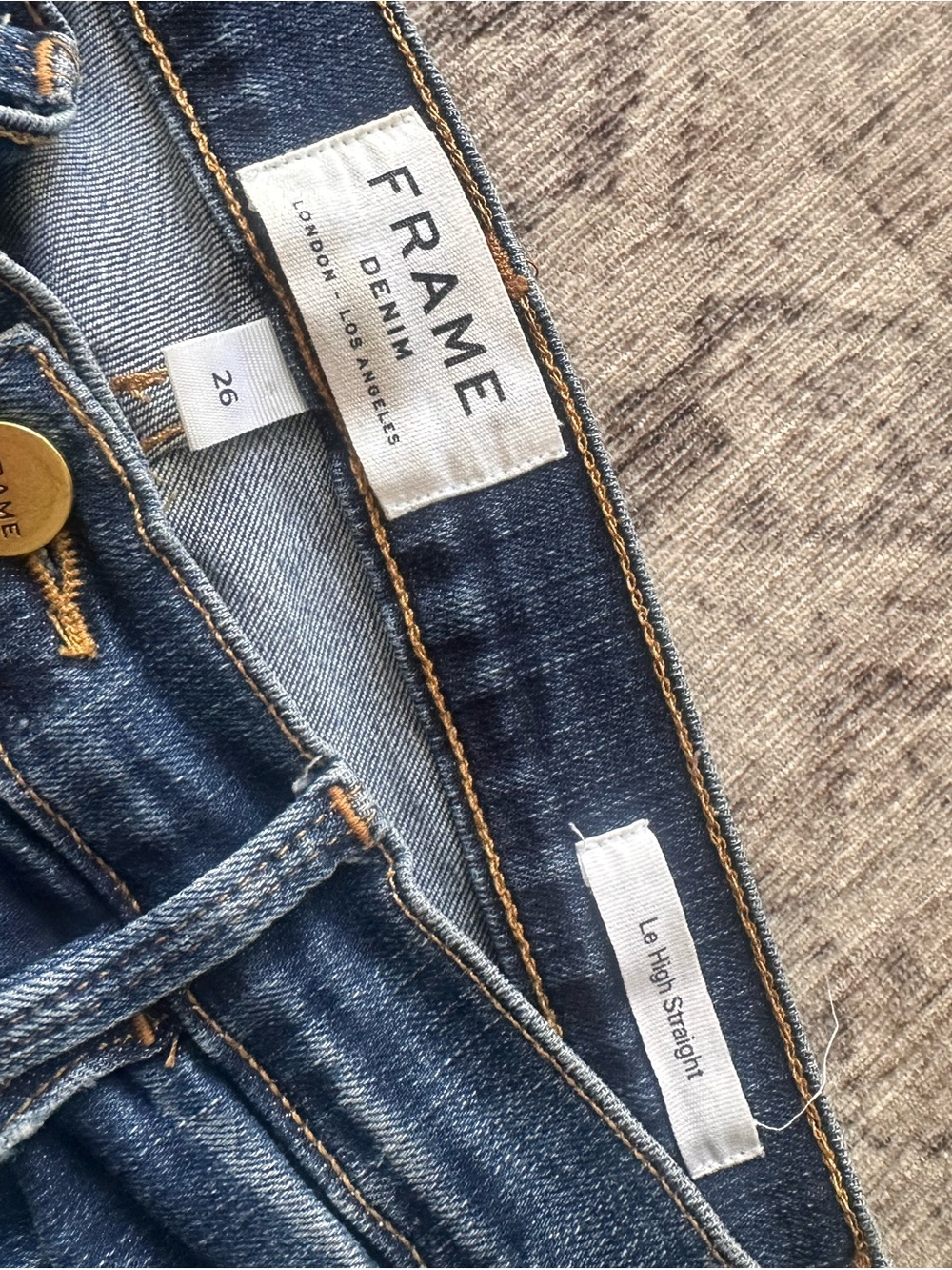 Frame High Rise Denim Indigo Straight-Leg Jeans - Picture 2 of 5